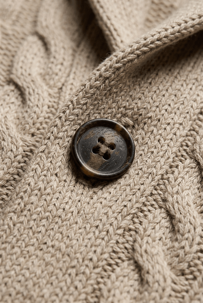 Heren cardigan met sjaalkraag | Kabelpatroon