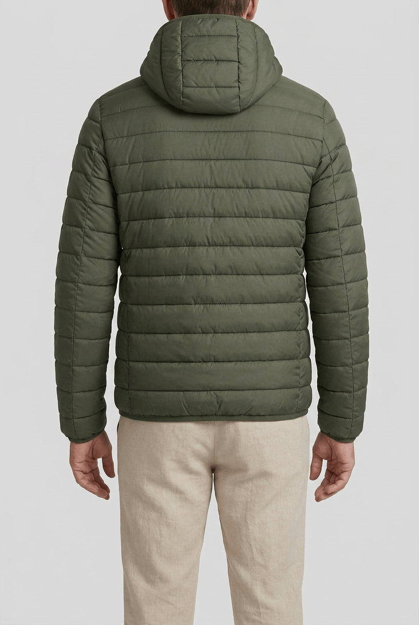 Heren gewatteerd puffer jacket | Capuchon & volledige rits