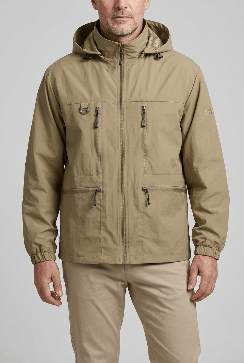Heren Waterdichte Outdoor Jas | Capuchon & Meerdere Ritszakken