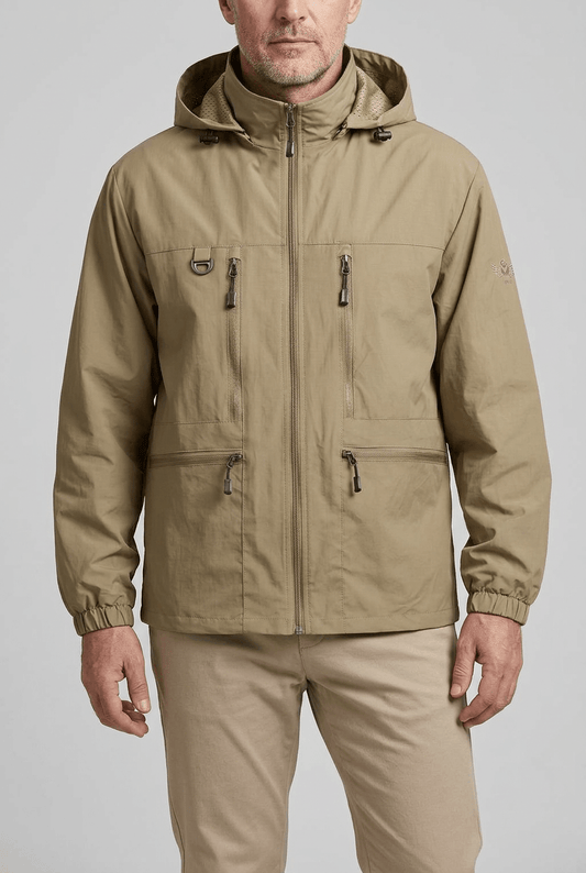 Heren Waterdichte Outdoor Jas | Capuchon & Meerdere Ritszakken