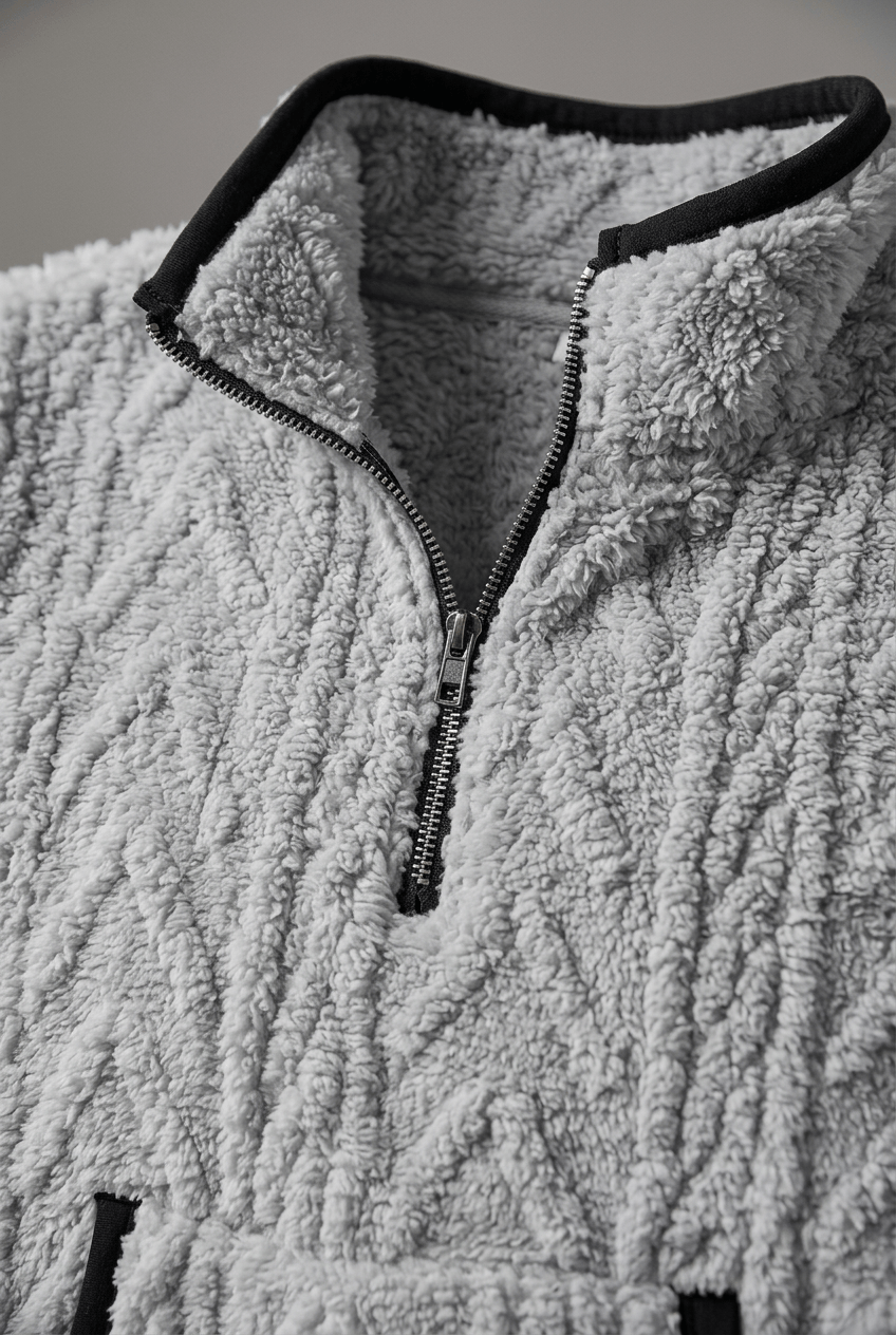 Dames Fleece Trui met Rits | Kabelpatroon & Kangoeroezak
