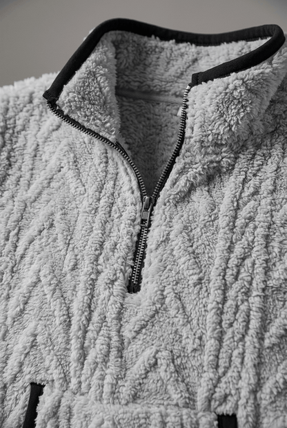 Dames Fleece Trui met Rits | Kabelpatroon & Kangoeroezak