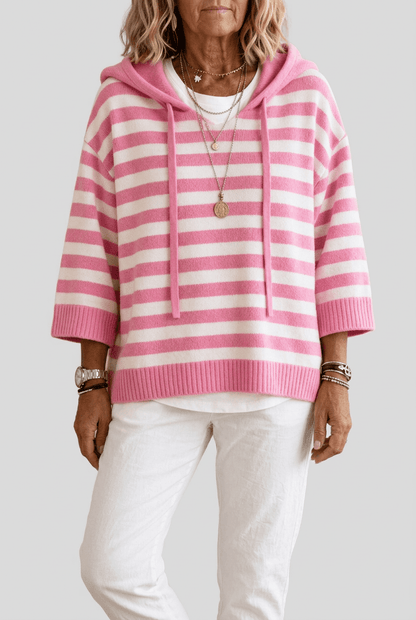 Dames Hoodie | Gestreept & Geribde Boorden