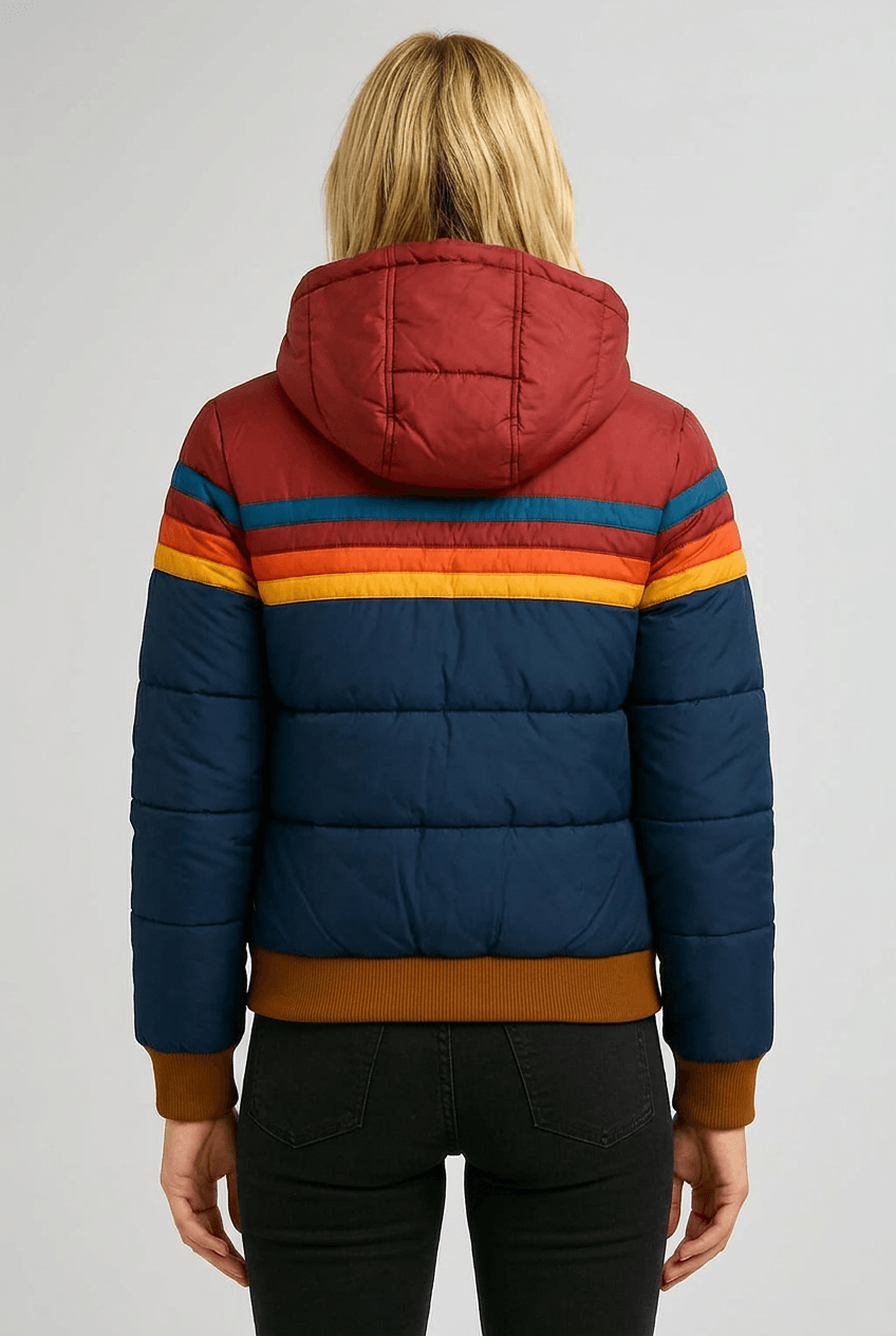 Dames Gewatteerde Puffer Jas | Kleurblok & Ritszakken