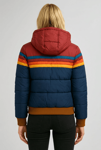 Dames Gewatteerde Puffer Jas | Kleurblok & Ritszakken
