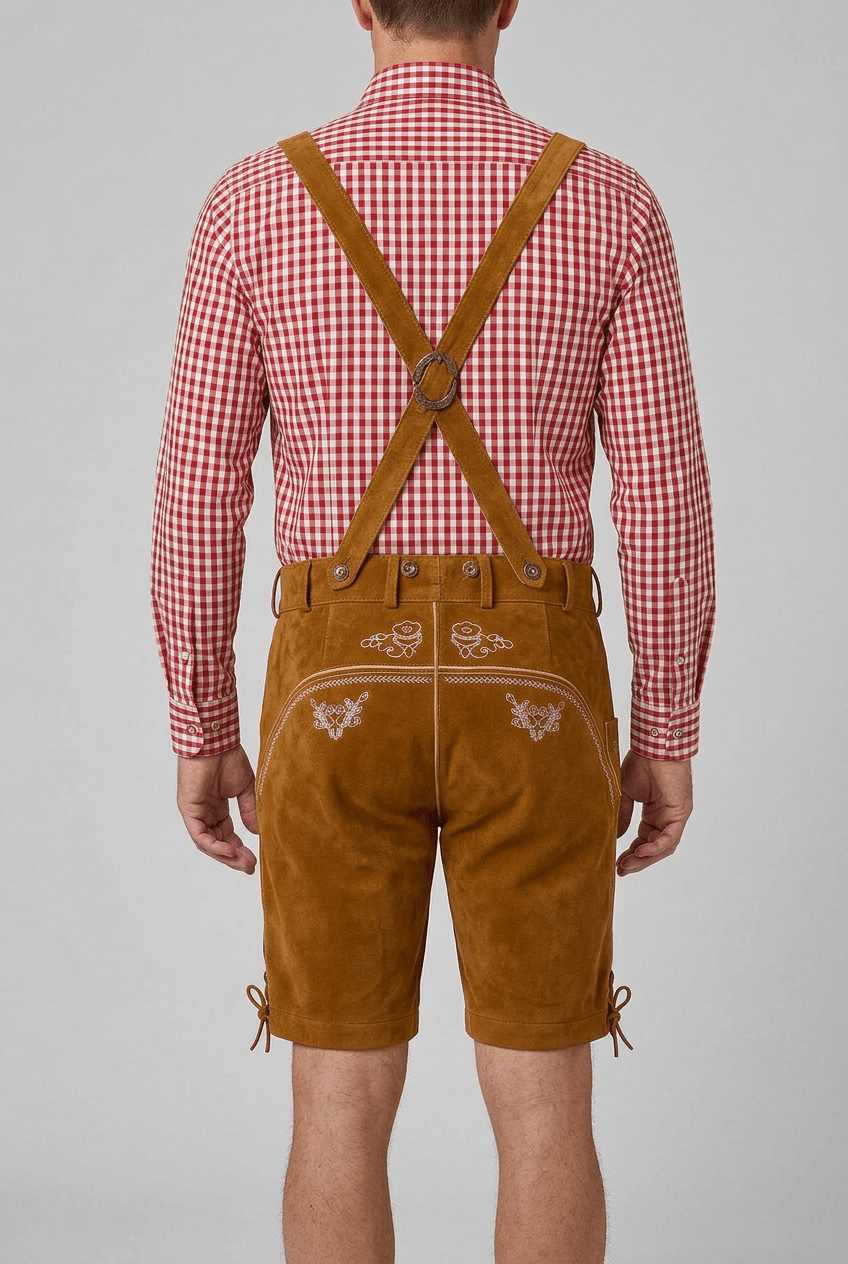 Heren Oktoberfest Lederhosen met Bretels | Borduurwerk