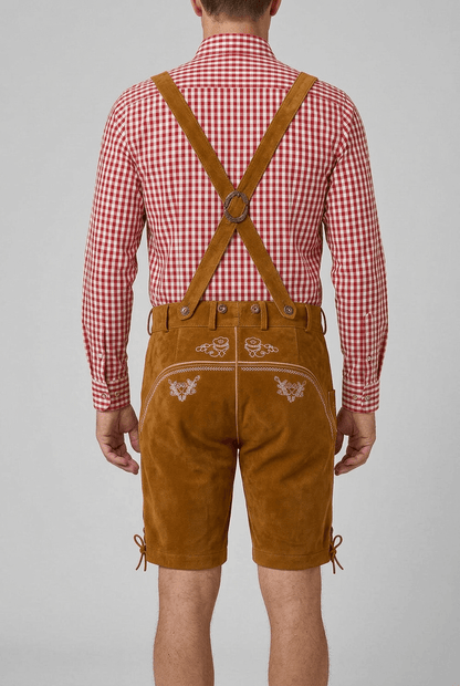 Heren Oktoberfest Lederhosen met Bretels | Borduurwerk