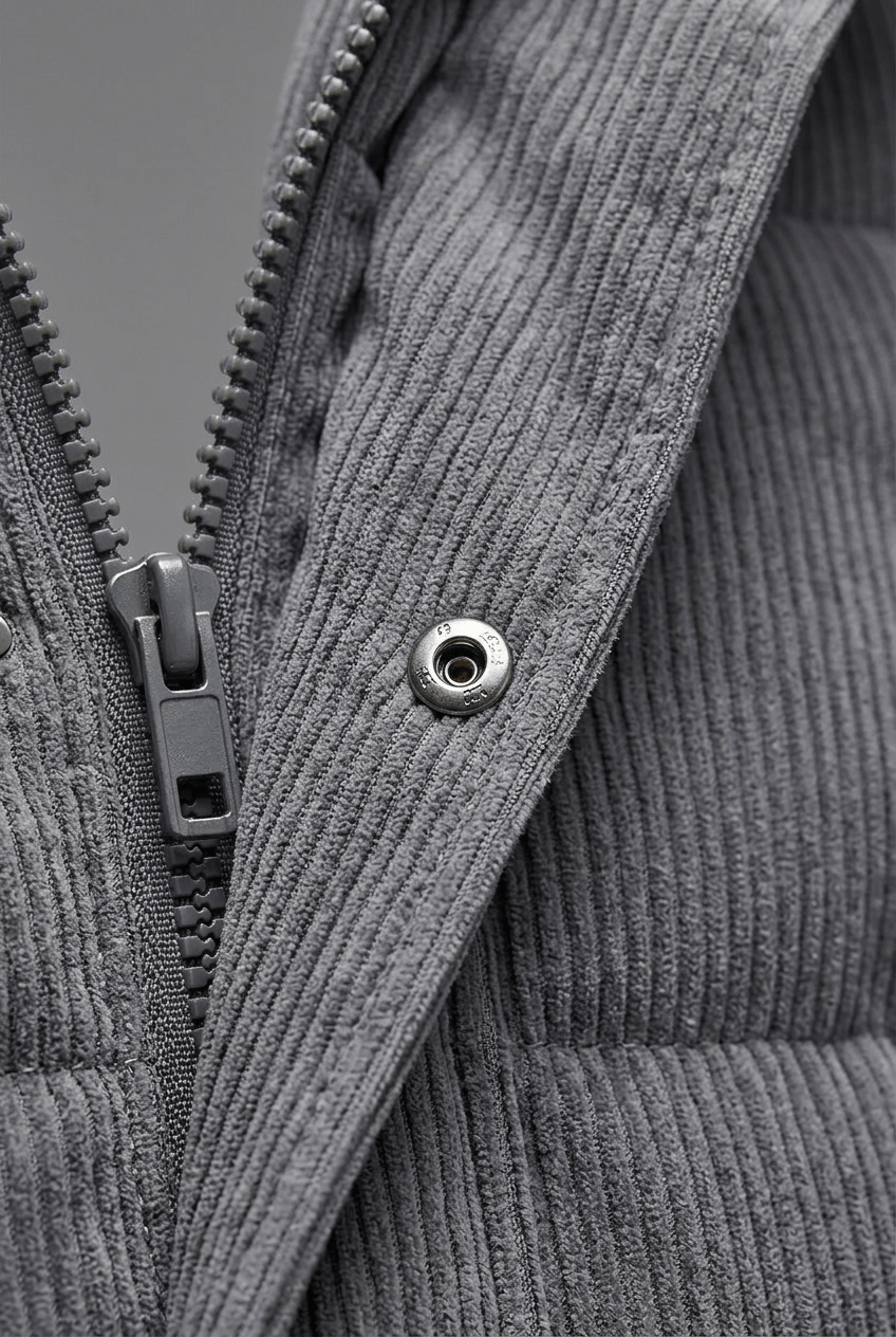 Heren puffer jacket ribstructuur | Opstaande kraag