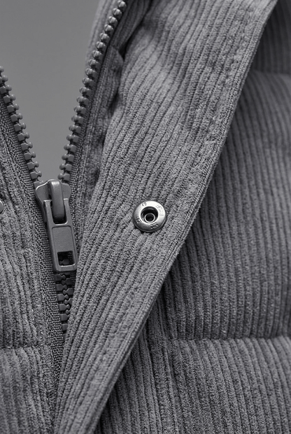 Heren puffer jacket ribstructuur | Opstaande kraag
