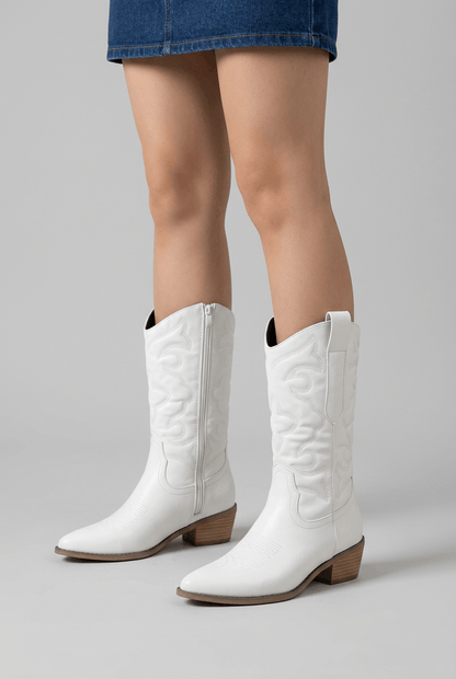 Western laarzen dames | Sierborduursel & spitse neus
