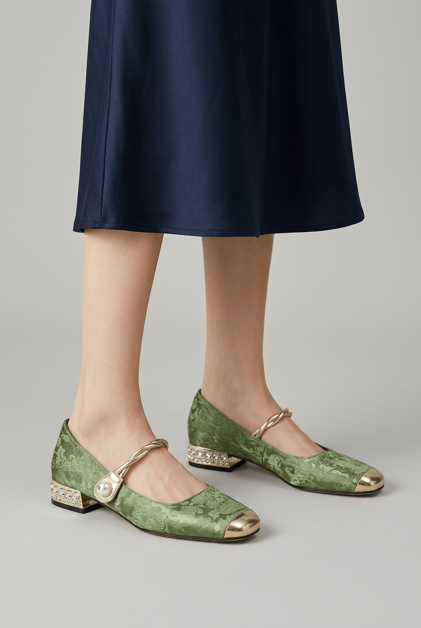 Mary Jane Schoenen Dames | Bloemenmotief & Parelgesp