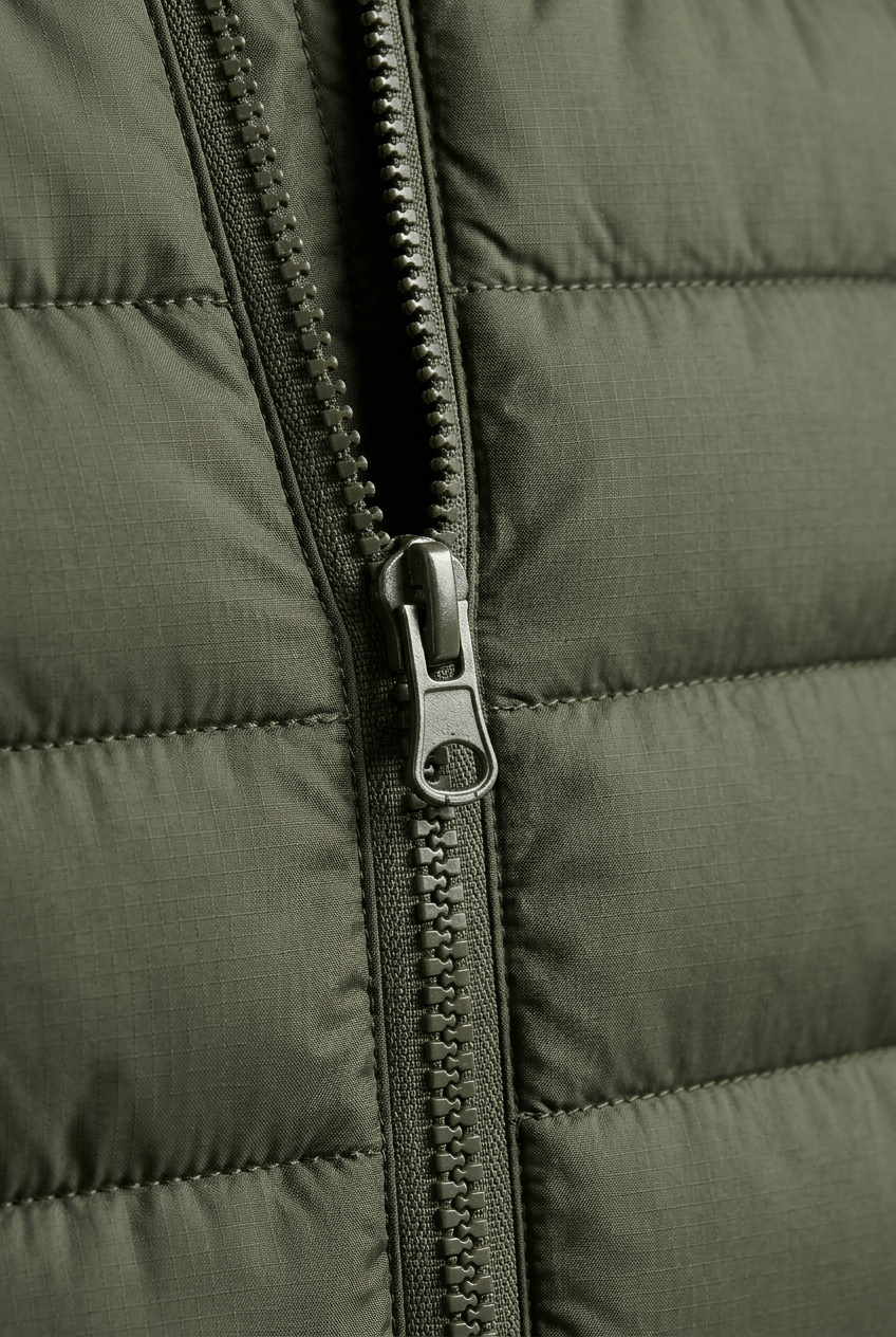 Heren gewatteerd puffer jacket | Capuchon & volledige rits