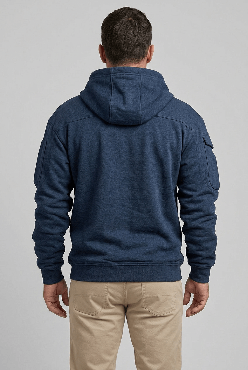 Heren Hoodie | Contrastritsen & Mouwzak