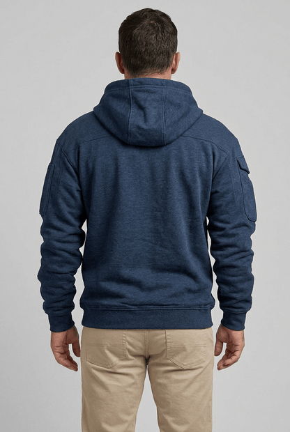 Heren Hoodie | Contrastritsen & Mouwzak