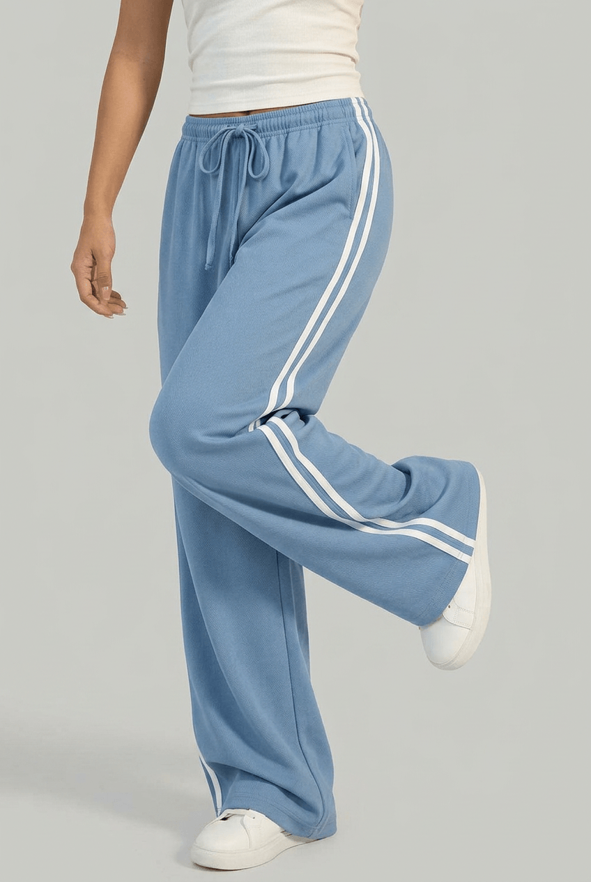 Dames Joggingbroek | Wijde Pijpen, Trekkoord & Strepen
