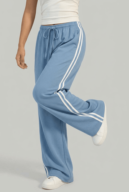 Dames Joggingbroek | Wijde Pijpen, Trekkoord & Strepen