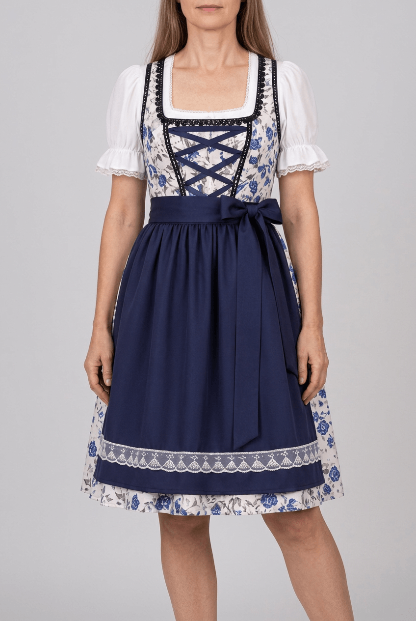Dames Dirndl Jurk | Bloemenprint & Vetersluiting