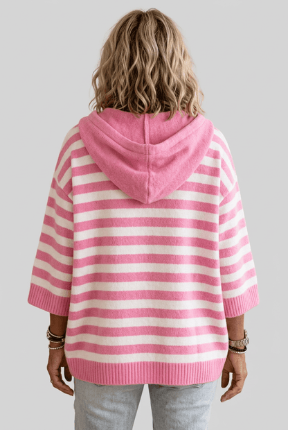 Dames Hoodie | Gestreept & Geribde Boorden