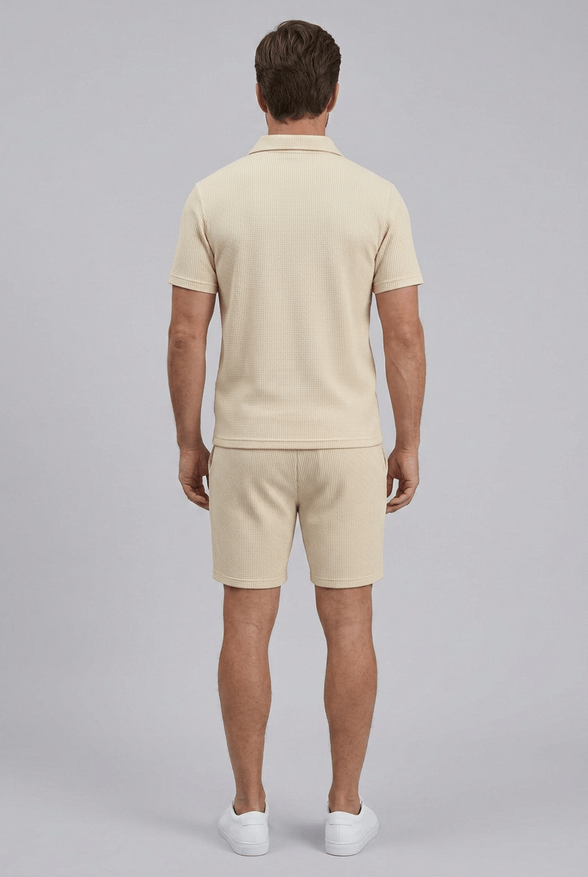 Heren Set | Polo met Rits & Korte Broek met Trekkoord