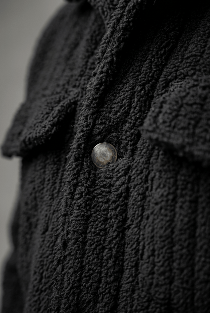 Heren Teddy Winterjas | Ribbelstructuur & Drukknoopsluiting