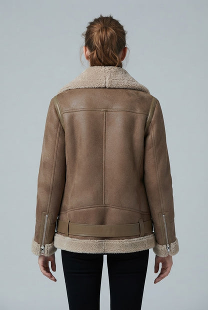 Dames Korte Bikerjas | Asymmetrische Rits & Zakken