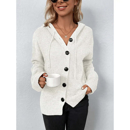 Dames Gebreid Vest | Winterstijl met Capuchon & Grote Knopen