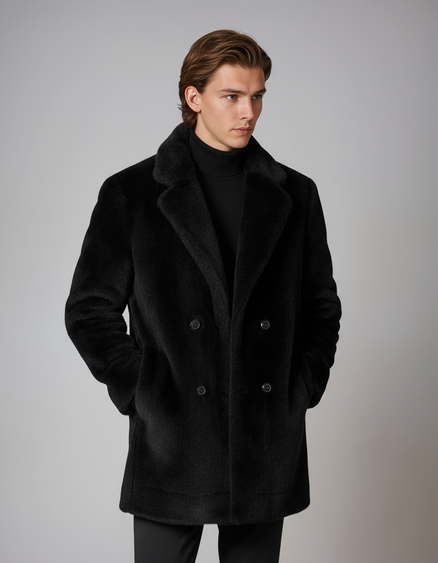 Winterjas Heren Mantel | Bont & Knoopsluiting
