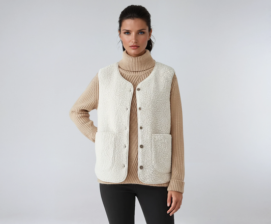 Dames Wollen Bodywarmer | Knopen en Zakken