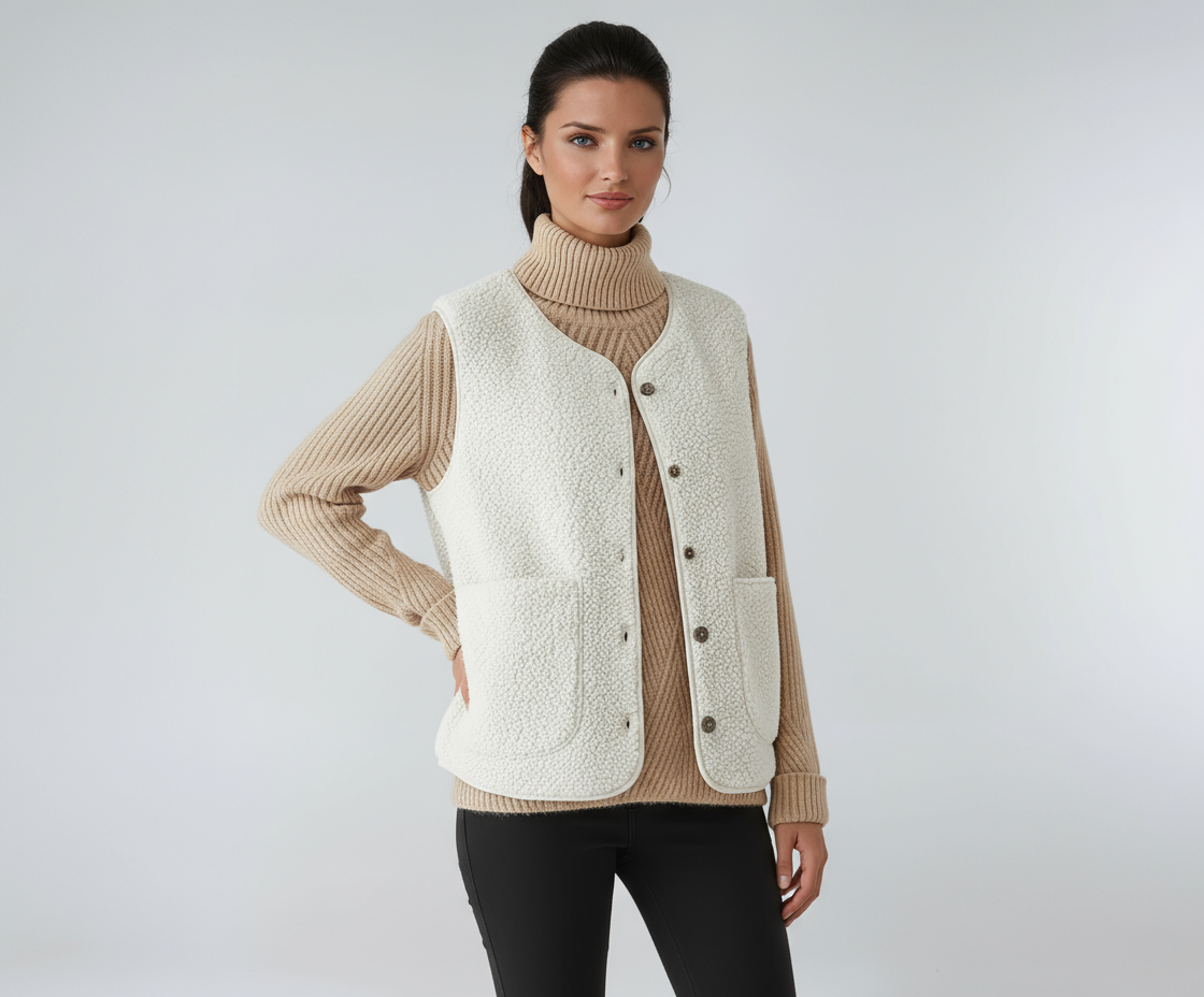 Dames Wollen Bodywarmer | Knopen en Zakken