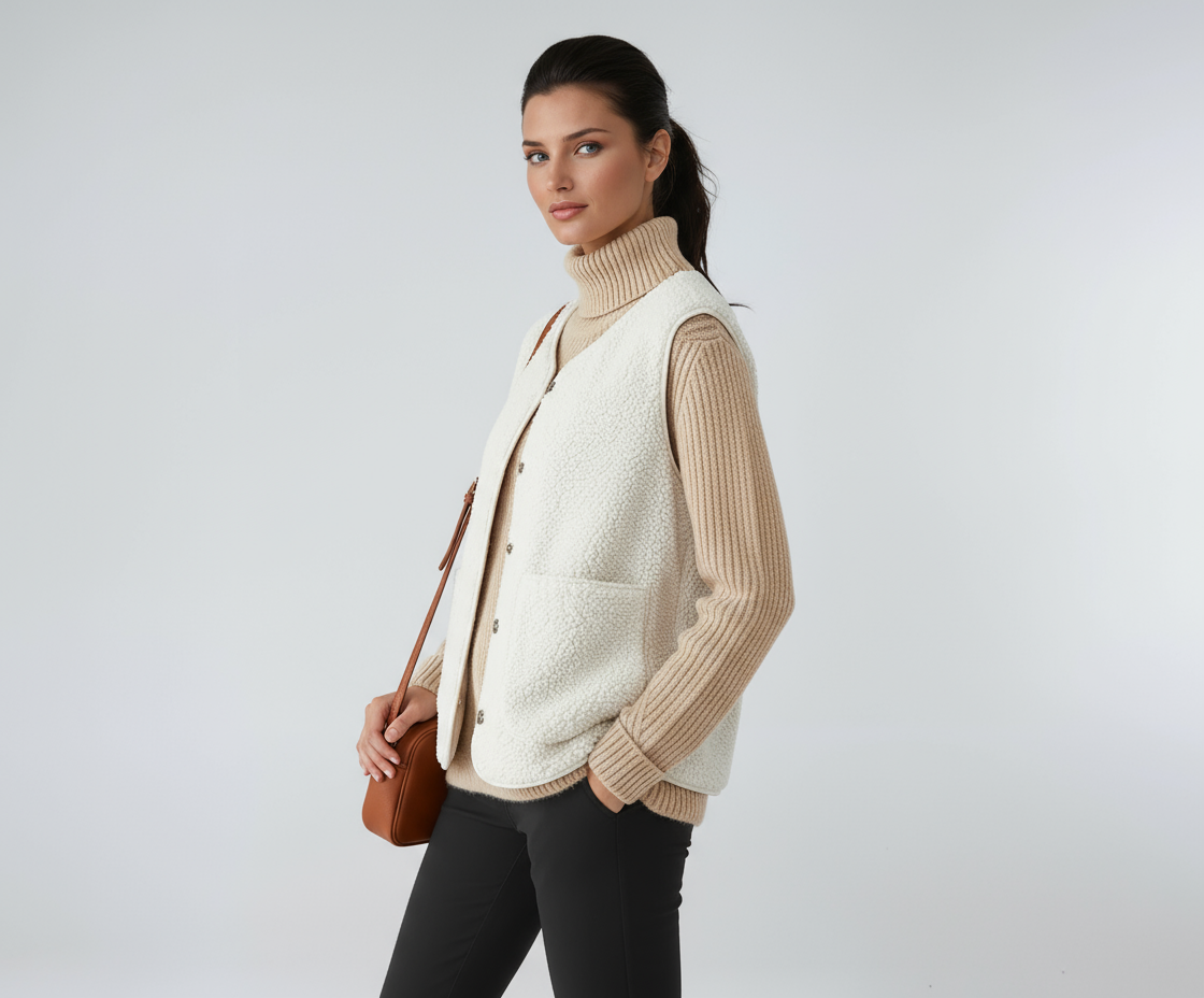 Dames Wollen Bodywarmer | Knopen en Zakken