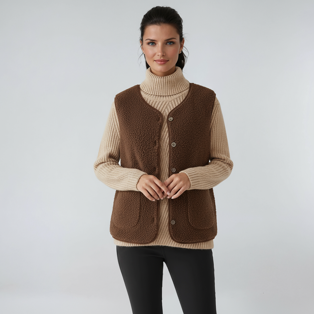 Dames Wollen Bodywarmer | Knopen en Zakken