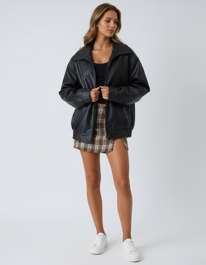Dames Leren Jas – Oversized Model