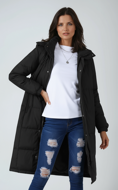 Lange Winterjas Dames | Capuchon & Gewatteerd