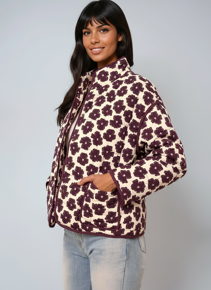Dames Tussenjas | Bloemenprint & Knoopsluiting