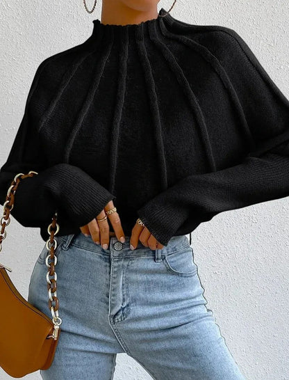 Dames trui met hoge kraag | Batwing Mouwen