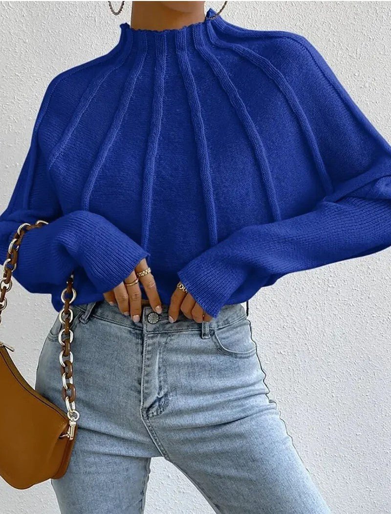 Dames trui met hoge kraag | Batwing Mouwen
