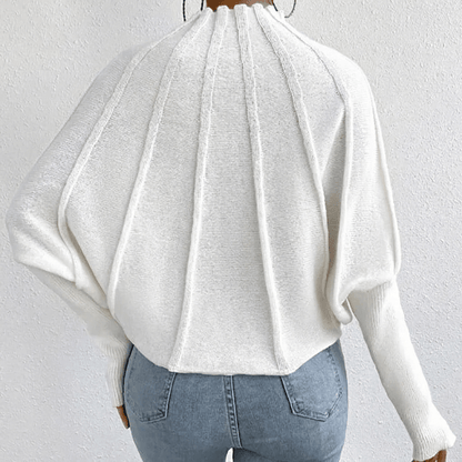 Dames trui met hoge kraag | Batwing Mouwen