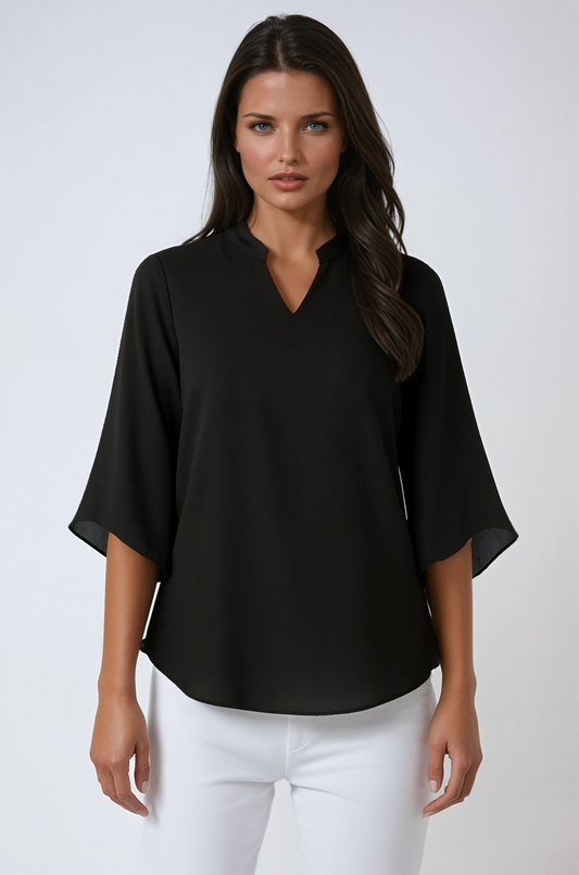Elena Blouse Dames | V-Hals met Wijde Mouwen