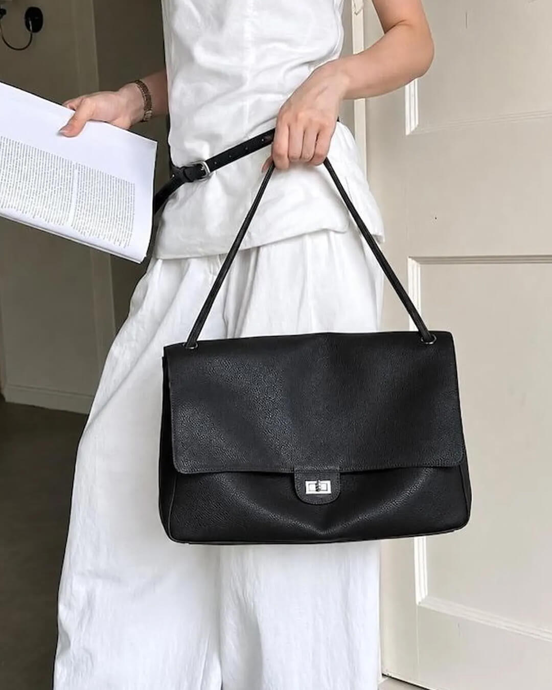 Dames Black Bag | Twist-Lock Flapsluiting
