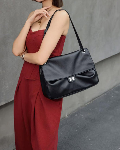 Dames Black Bag | Twist-Lock Flapsluiting