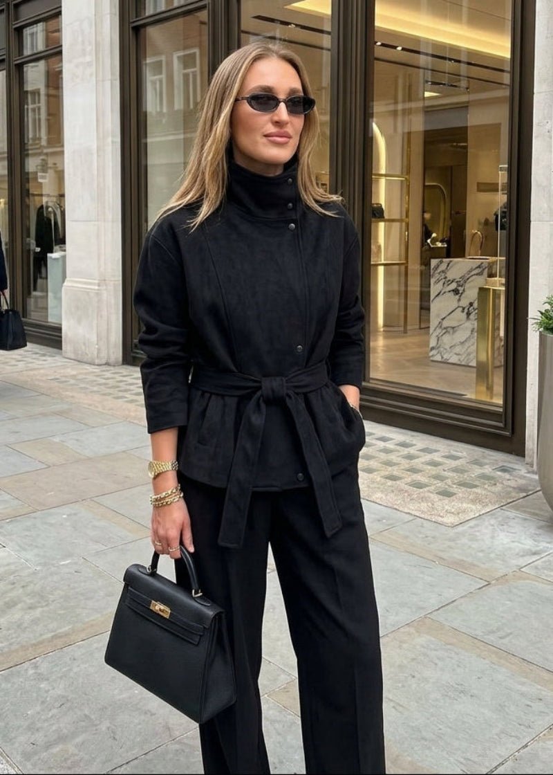 Oversized dames jas | Ceintuur & Staande Kraag