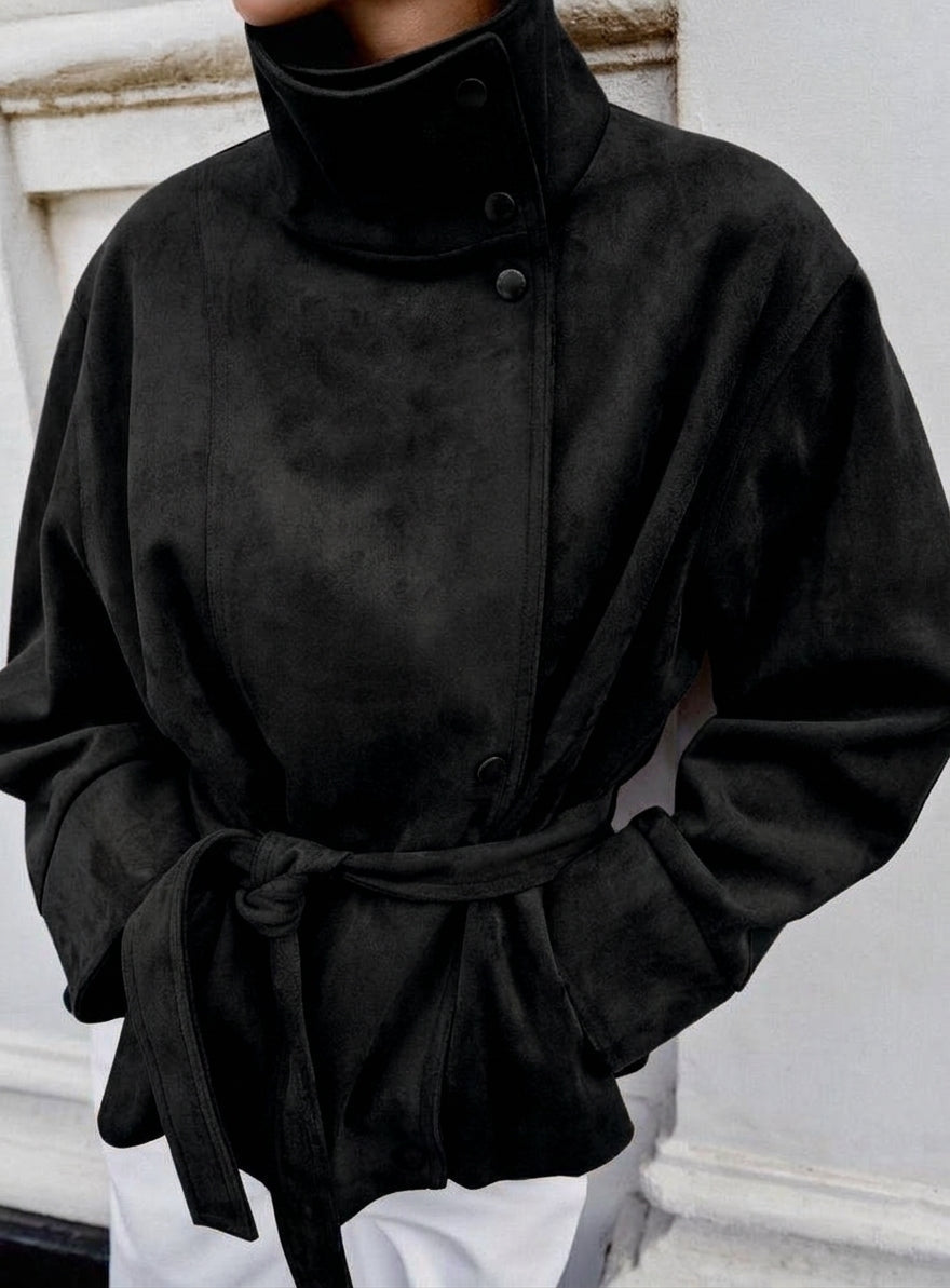 Oversized dames jas | Ceintuur & Staande Kraag