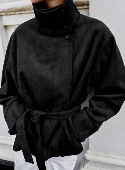 Oversized dames jas | Ceintuur & Staande Kraag