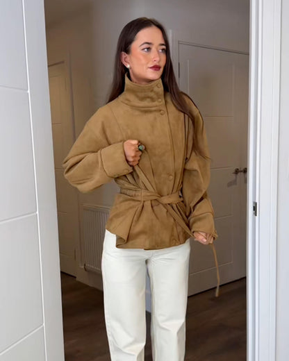 Oversized dames jas | Ceintuur & Staande Kraag