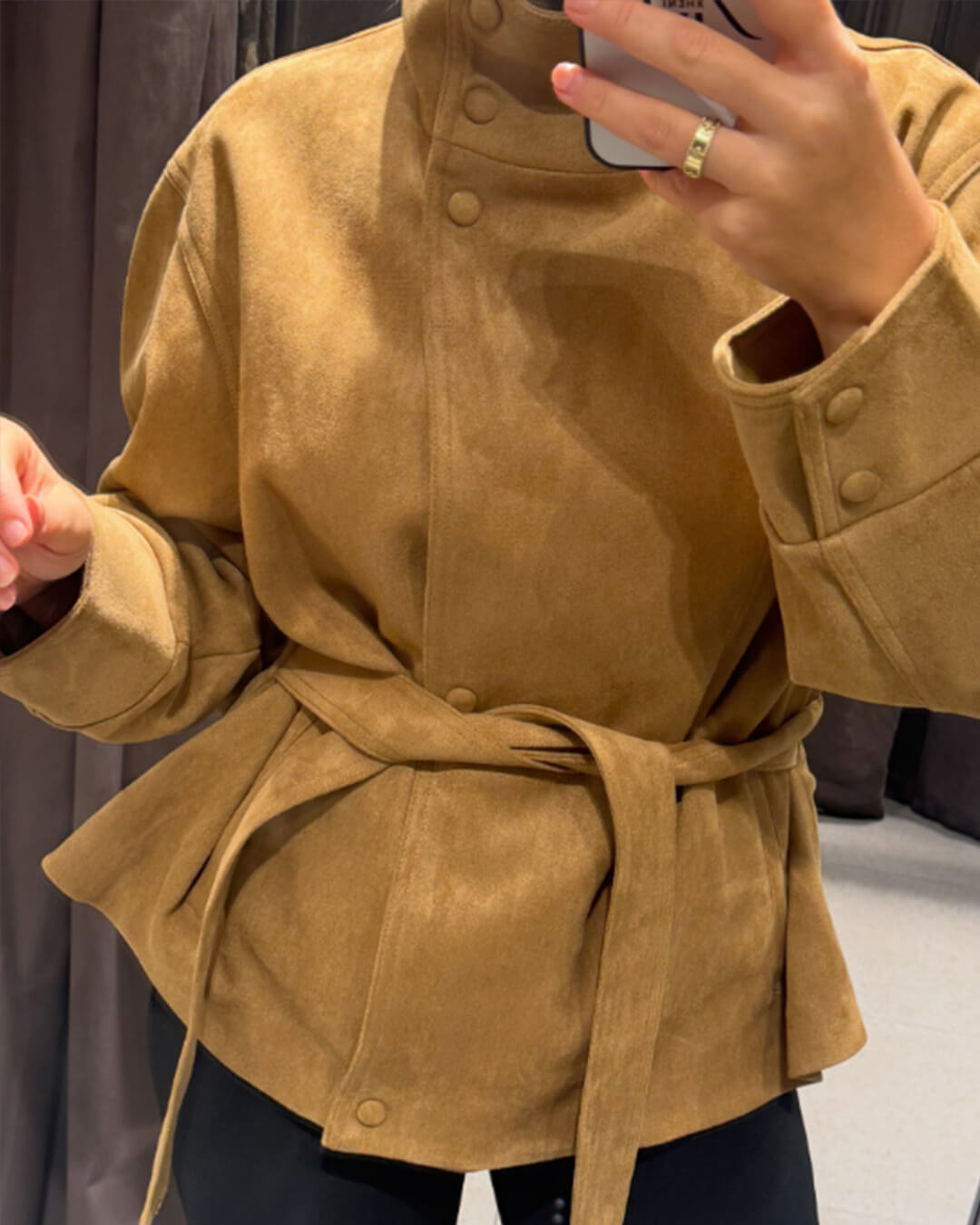 Oversized dames jas | Ceintuur & Staande Kraag