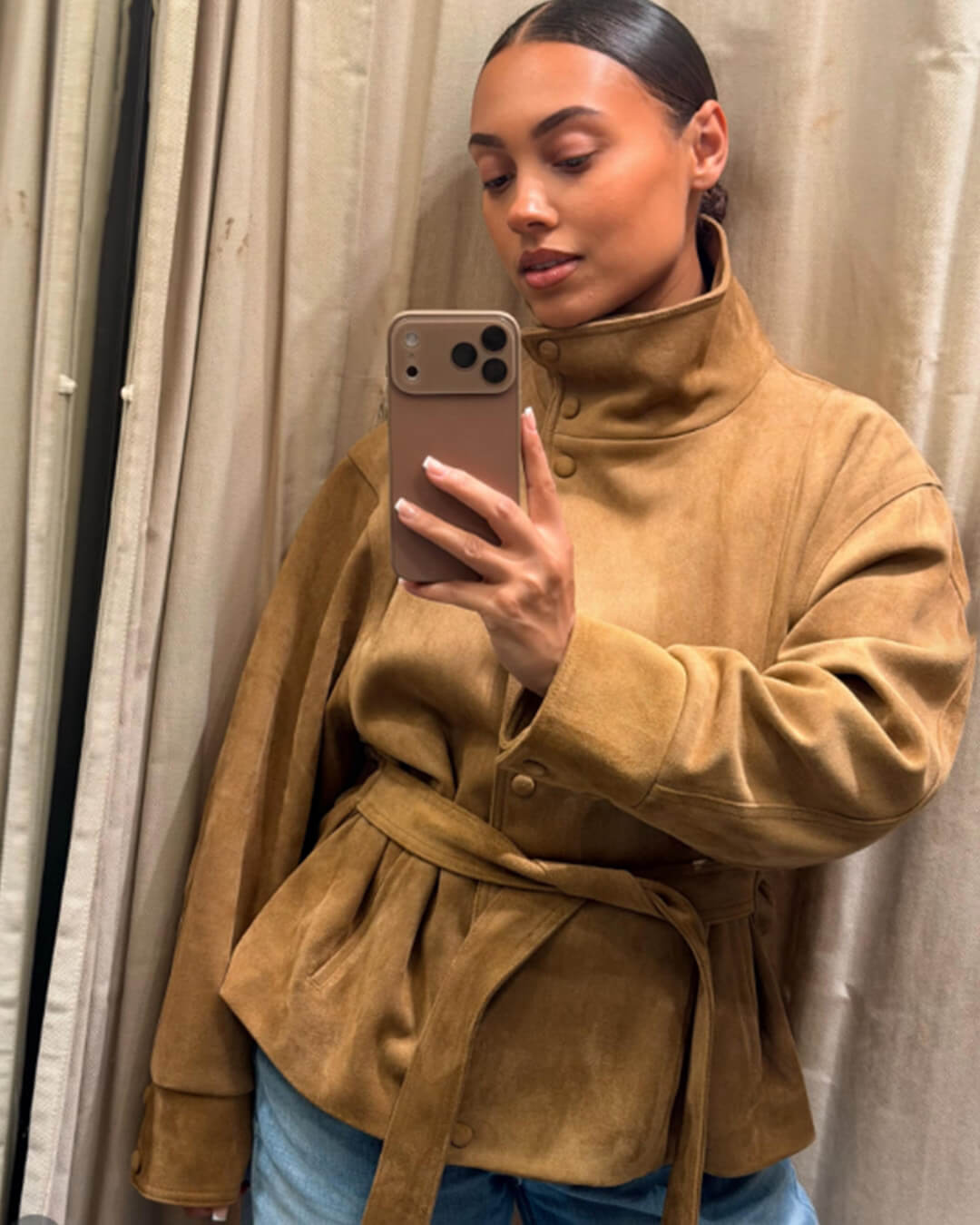 Oversized dames jas | Ceintuur & Staande Kraag