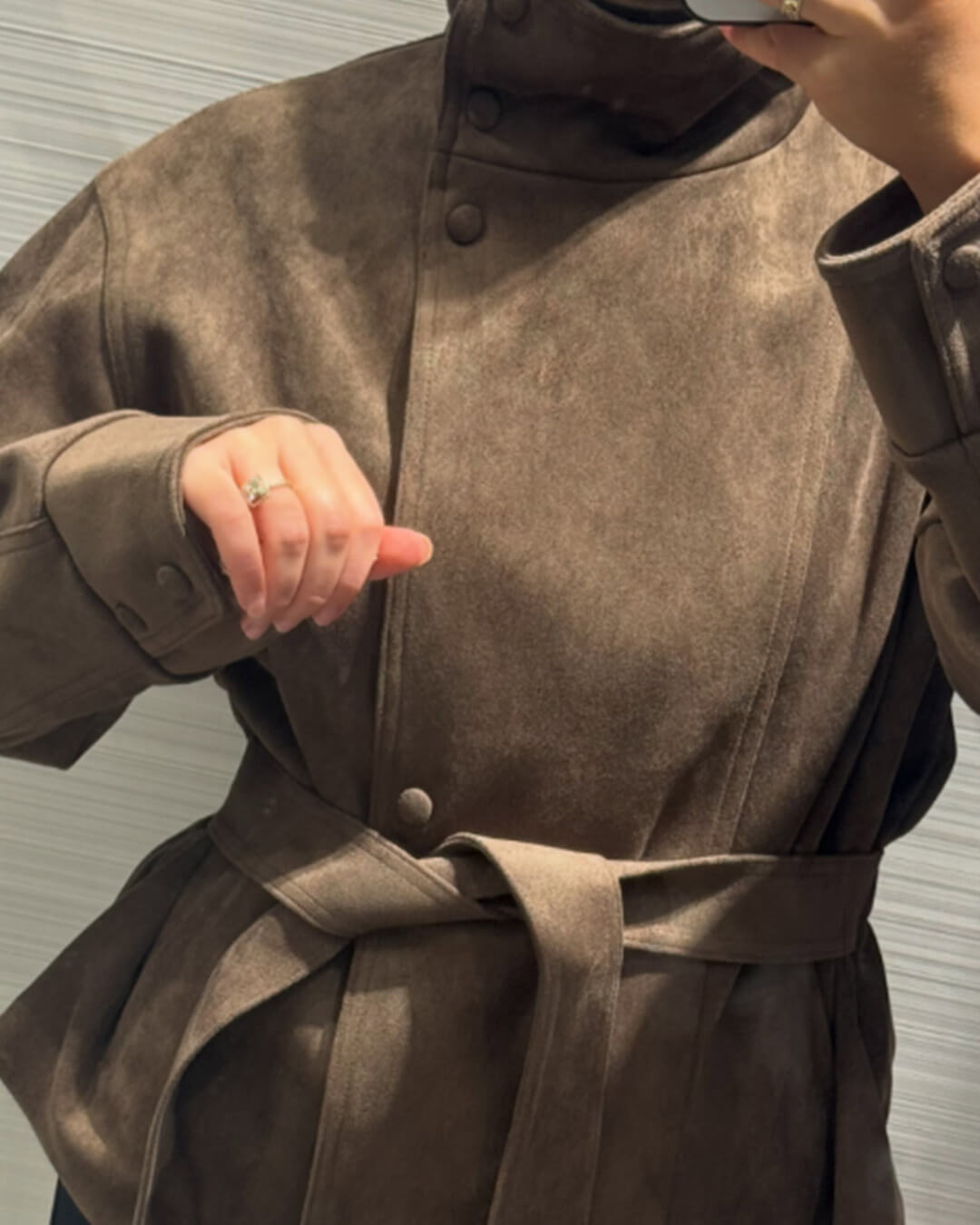 Oversized dames jas | Ceintuur & Staande Kraag