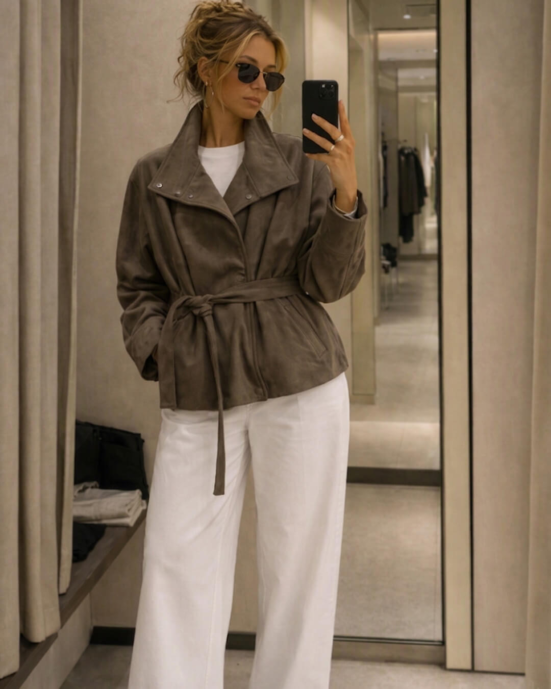 Oversized dames jas | Ceintuur & Staande Kraag