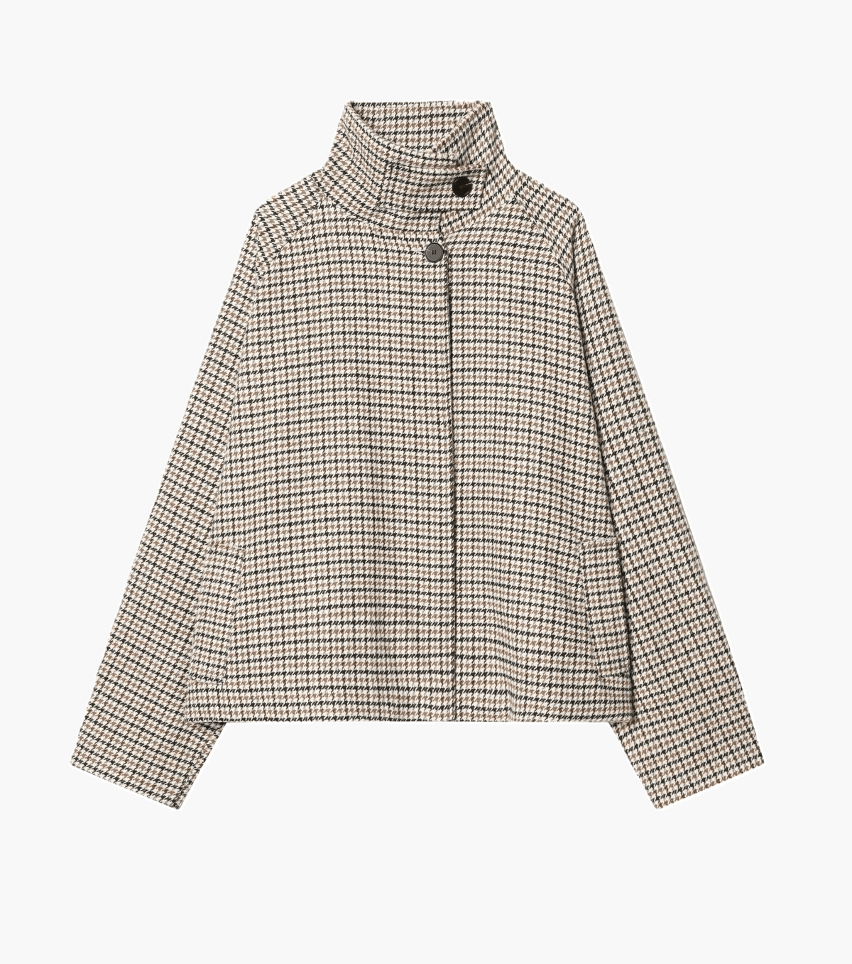 Dames cropped jas | Pied-de-poule & Hoge kraag