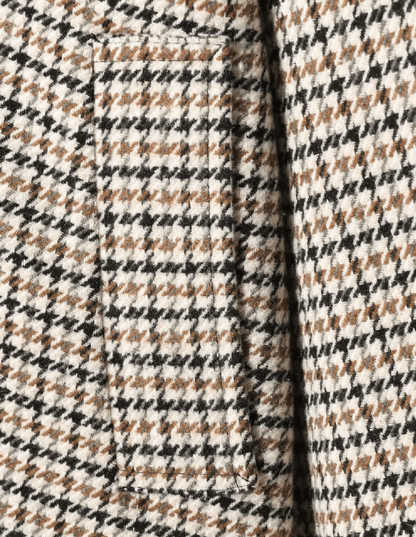 Dames cropped jas | Pied-de-poule & Hoge kraag